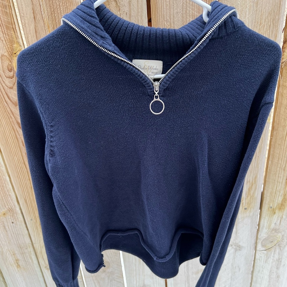 Blue Studio Works Petite Half Zip Sweater